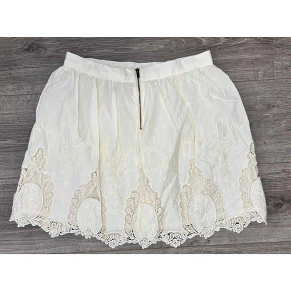 Topshop Petite Skirt 6 Ivory Lace Embroidered Eyelet Boho Cottagecore Coquette‎ - Picture 2 of 7